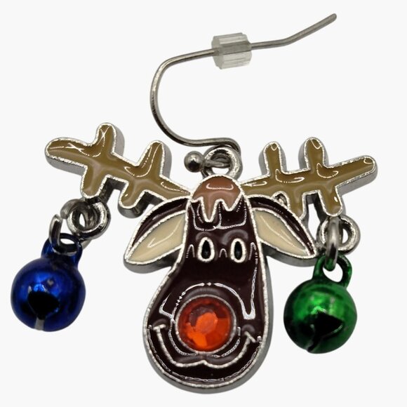 Reindeer Jingle Bell Earrings Holiday Christmas Jewelry - Picture 5 of 7